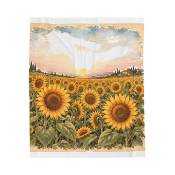 Sunflower Field Velveteen Plush Blanket