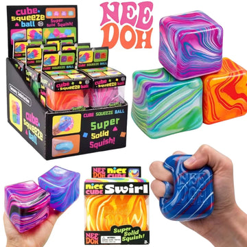 NeeDoh Nice Cube Swirlin’ USA Limited Edition - Sensory Toy with a Super Solid Squish - Unique Swirling Color Blend